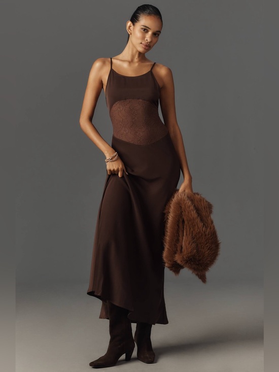 WeWoreWhat Dresses & Skirts - NWT WeWoreWhat Brown Lace-Panel Slip Dress